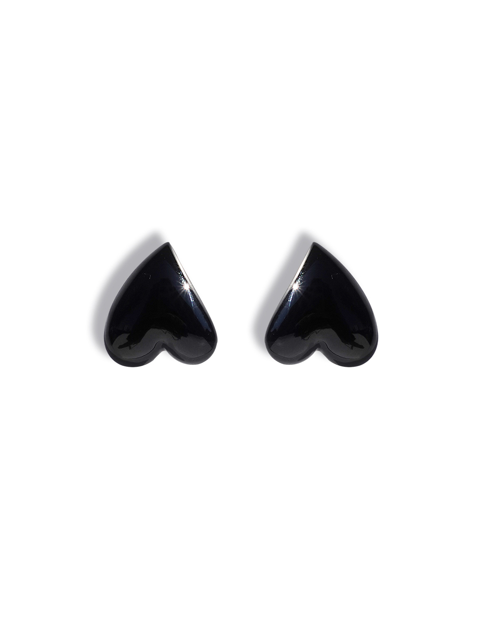 Stone love earring (black)